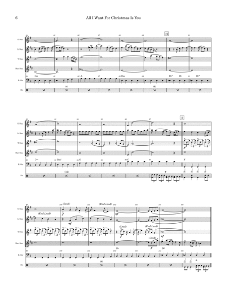 All I Want For Christmas Is You Saxophone Quartet scores gallery preview page 6