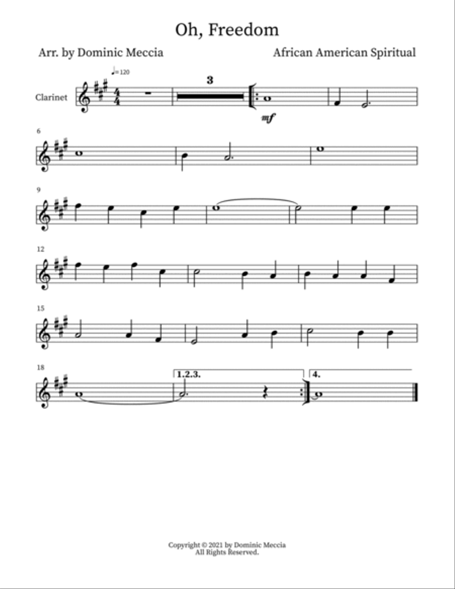 Oh, Freedom Clarinet Solo scores gallery preview page 3
