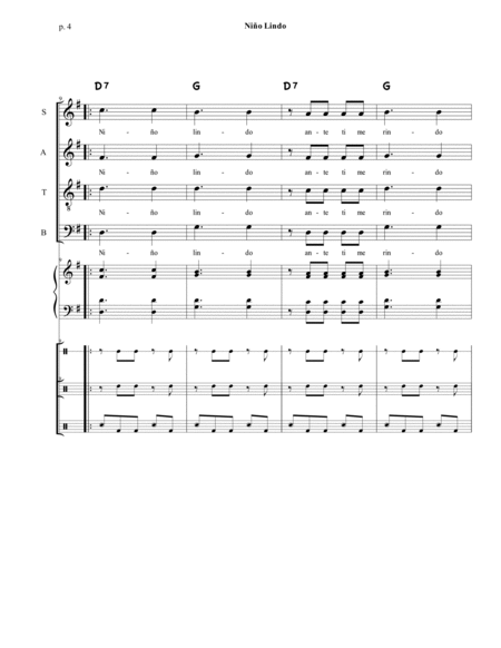 Niño Lindo - Solo Soprano, SATB and optional percussion image number null