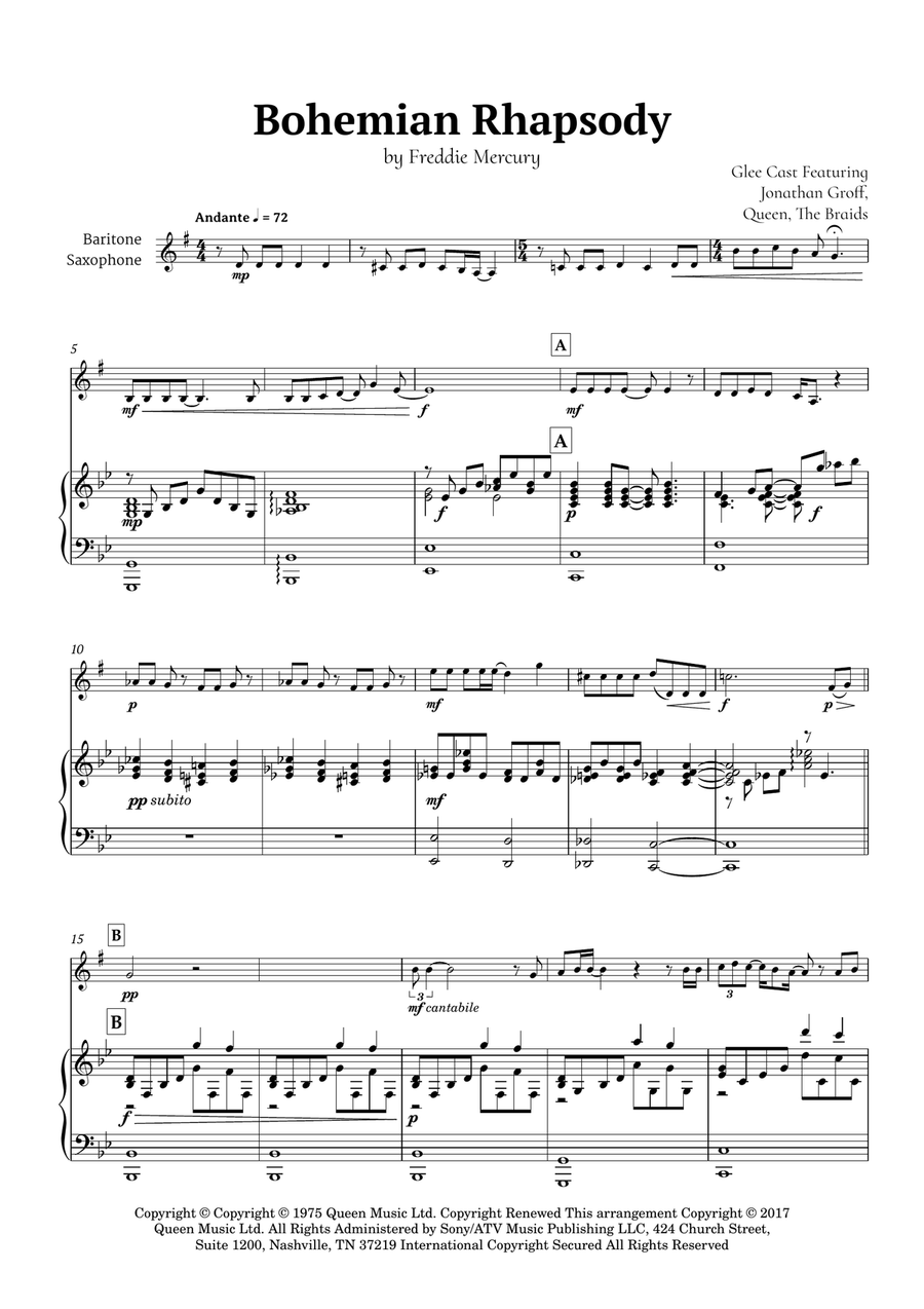 Bohemian Rhapsody Baritone Saxophone scores gallery preview page 2