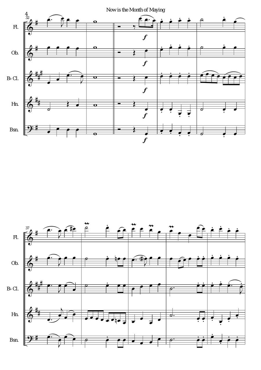 Now is the Month of Maying with variations for wind quintet Woodwind Quintet scores gallery preview page 4