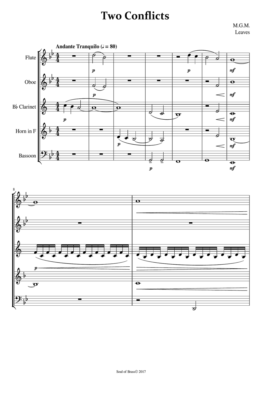 Two Conflicts for Woodwinds Quintet Woodwind Quintet scores gallery preview page 2
