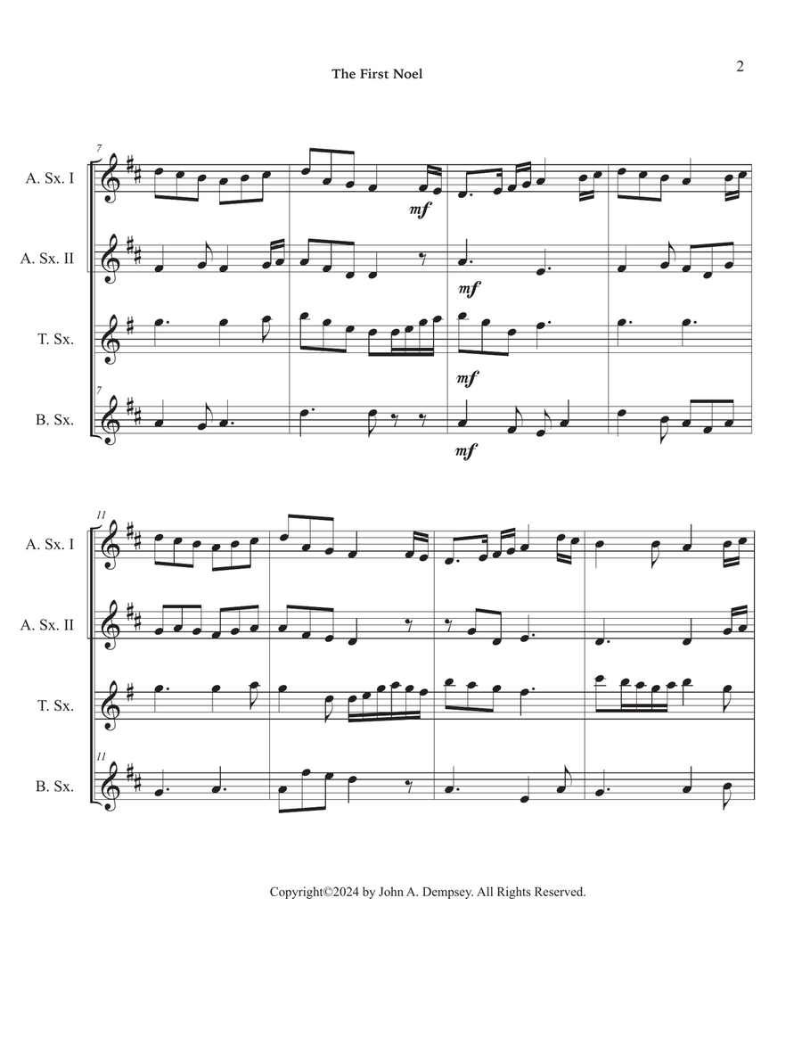 The First Noel (Sax Quartet: AATB) Saxophone Quartet scores gallery preview page 6