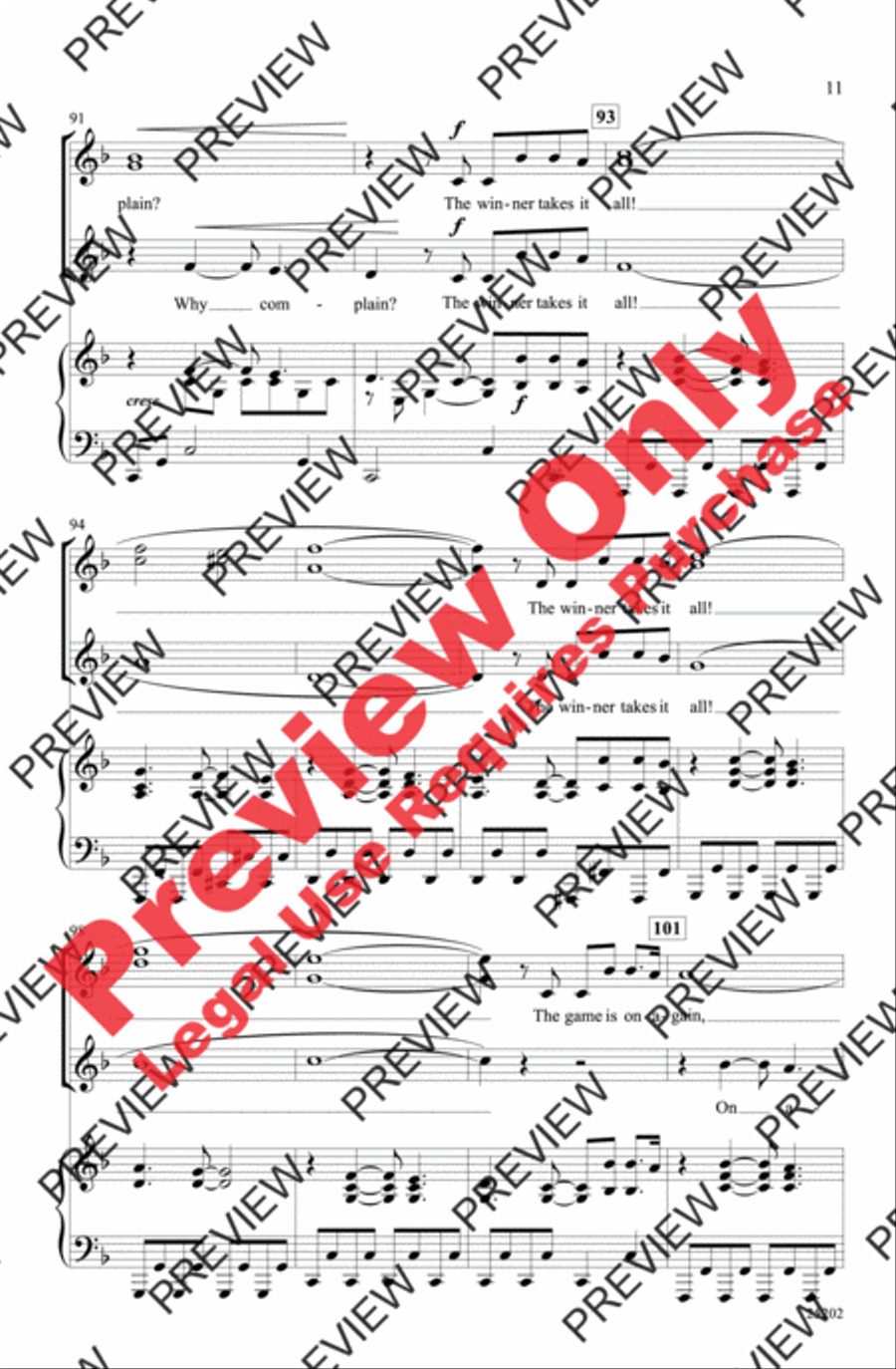 The Winner Takes It All (from Mamma Mia!) SSA scores gallery preview page 11