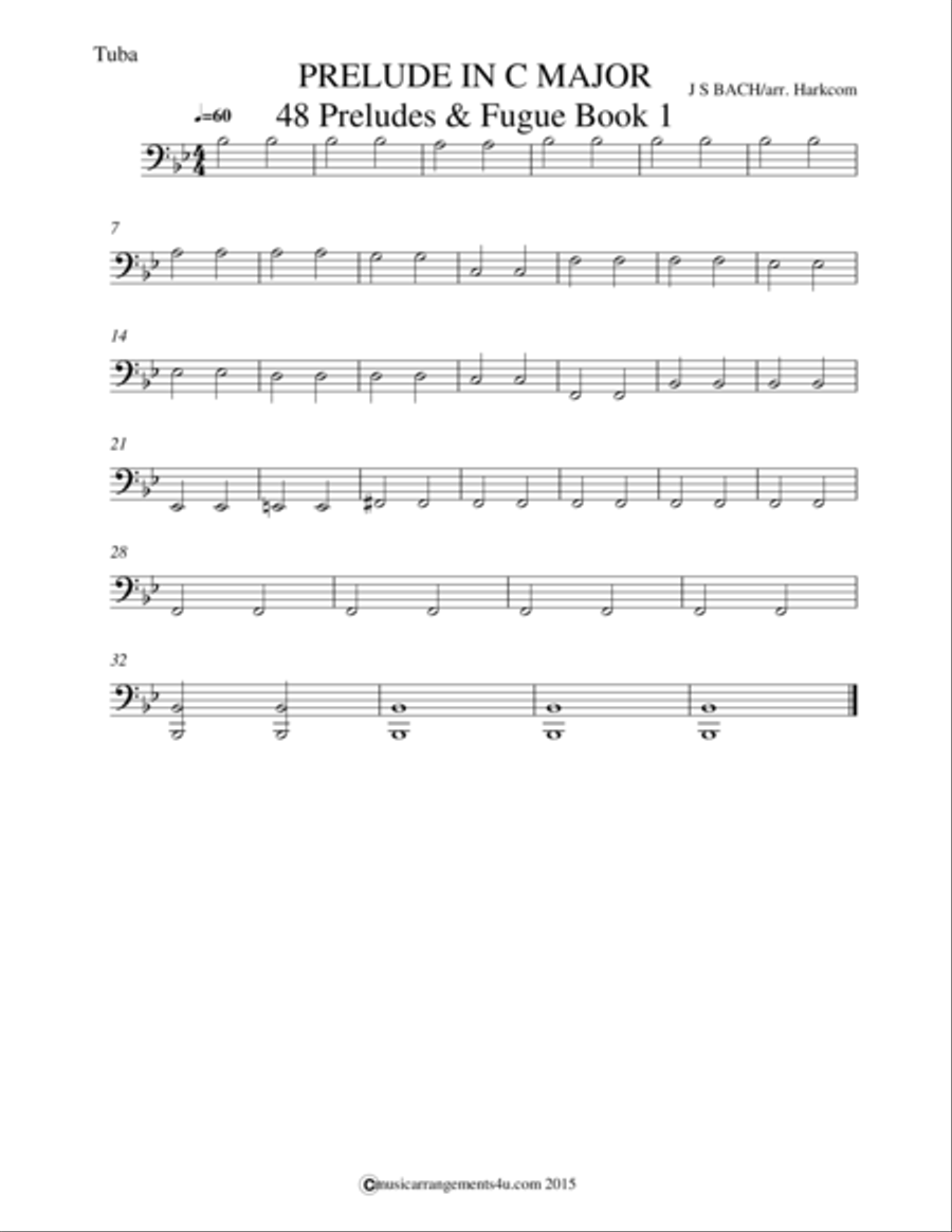 Prelude in C Major from 48 Preludes & Fugues Book 1 Brass Ensemble scores gallery preview page 1