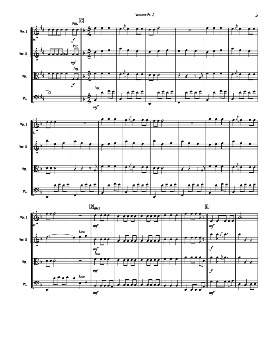 Vermillion Vermillion String Quartet scores gallery preview page 3