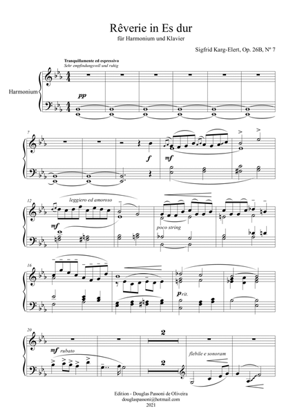 Rêverie (Op. 26B, Nº 7) (piano and harmonium) (harmonium part) image number null