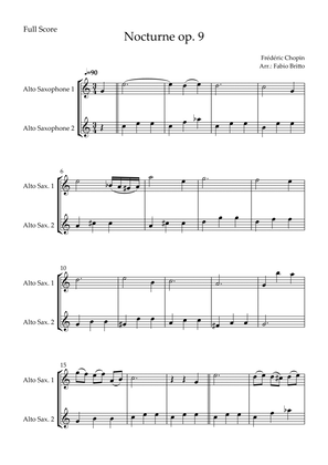 Nocturne Op.9 No. 2 (Frédéric Chopin) for Alto Saxophone Duo