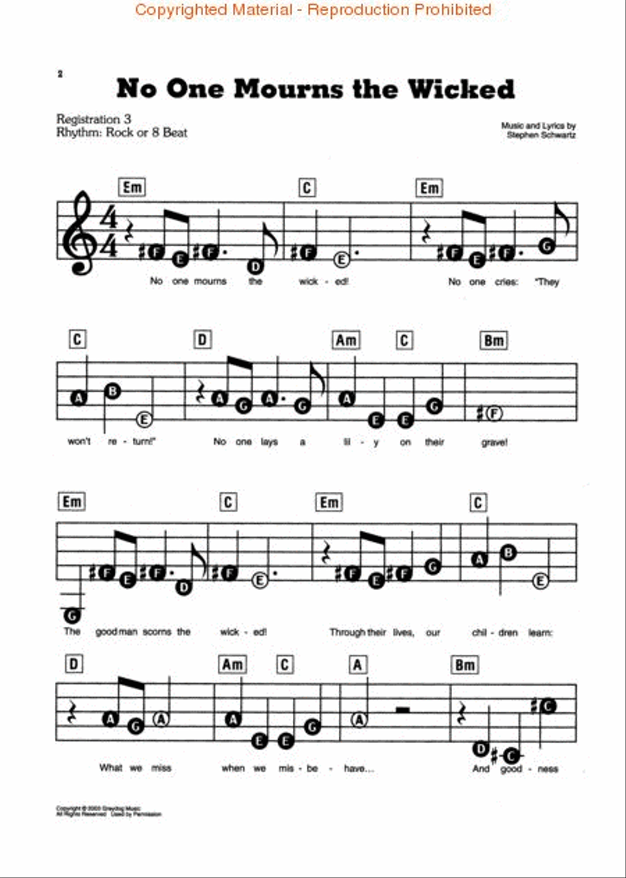 Wicked – A New Musical Wicked – A New Musical Electronic Keyboard scores gallery preview page 2