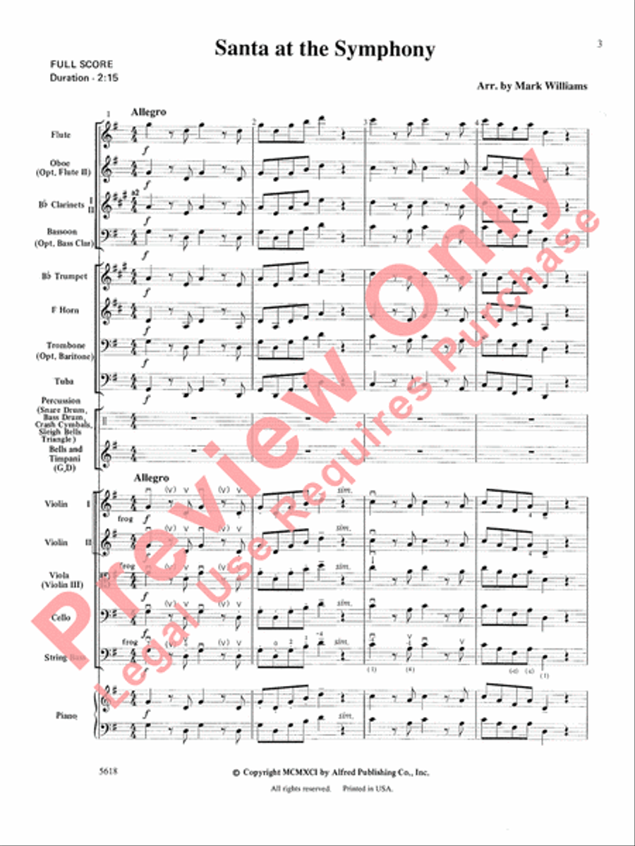 Santa at the Symphony (also playable by strings only) Full Orchestra scores gallery preview page 4