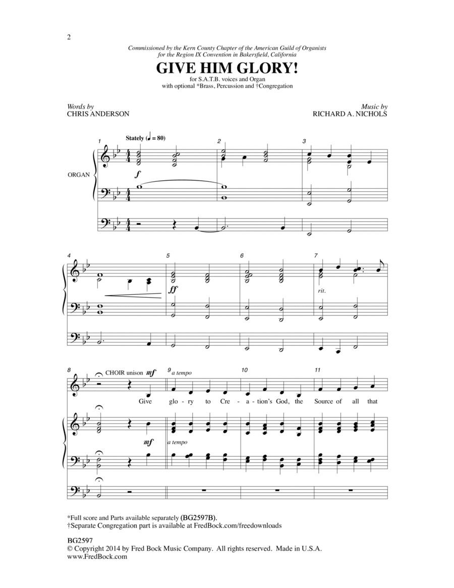 Give Him Glory! 4-Part scores gallery preview page 1