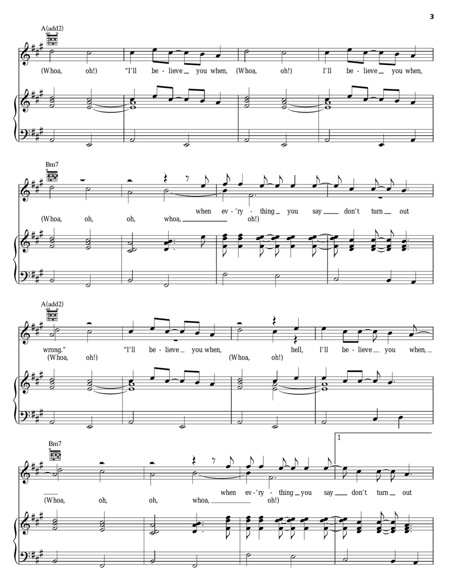 I'll Believe You When I'll Believe You When Piano, Vocal, Guitar scores gallery preview page 3