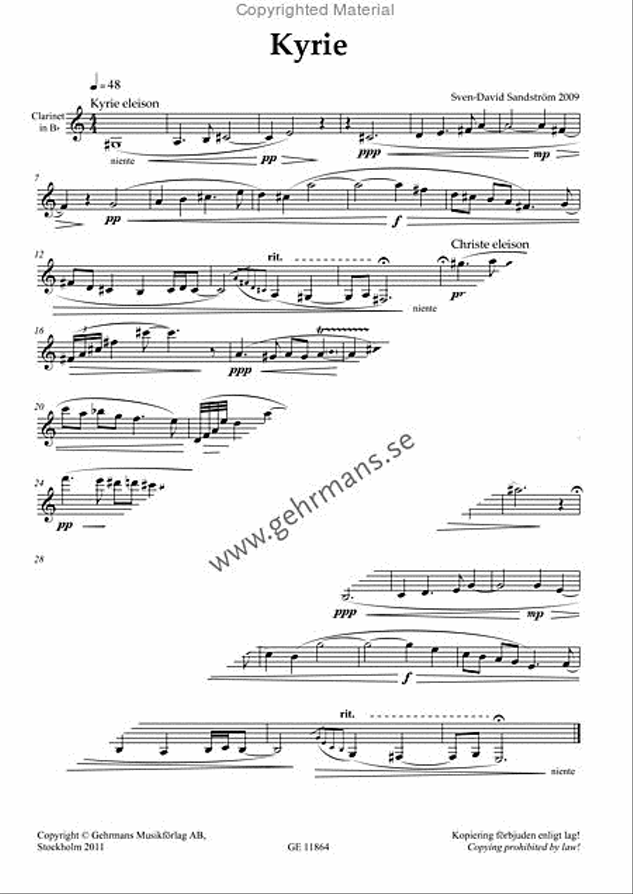 Kyrie per clarinetto Clarinet Solo scores gallery preview page 2