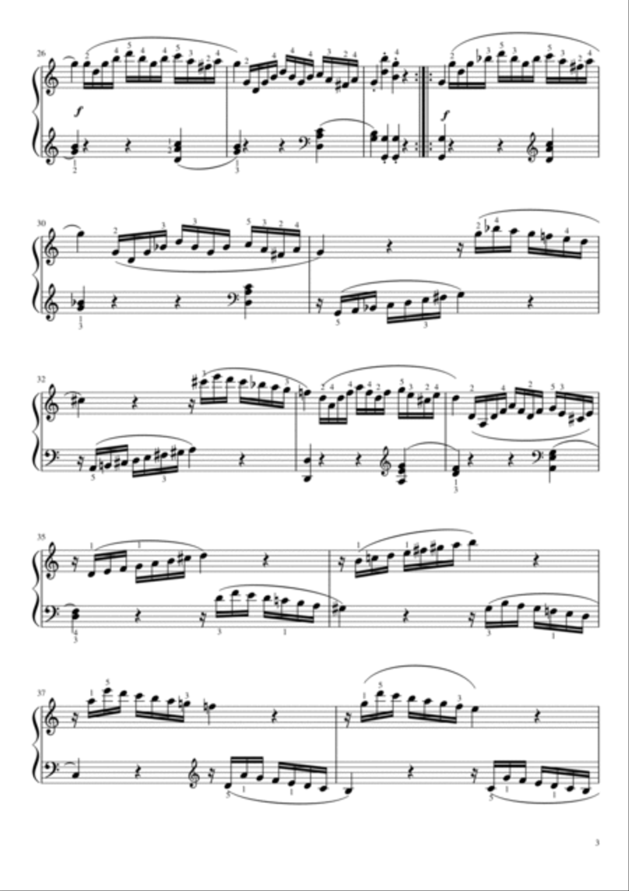 Sonata No. 16 - 1st Movement - K. 545 - Mozart - With Finger Piano Solo scores gallery preview page 3