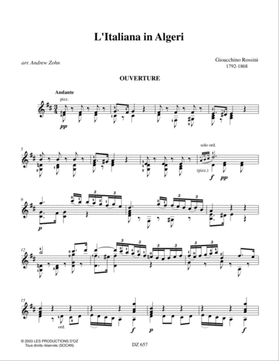 L'Italiana in Algeri Classical Guitar scores gallery preview page 3
