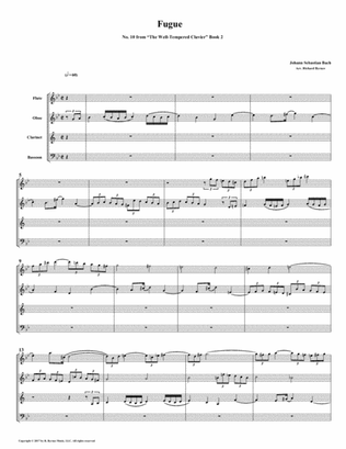 Fugue 10 from Well-Tempered Clavier, Book 2 (Woodwind Quartet)