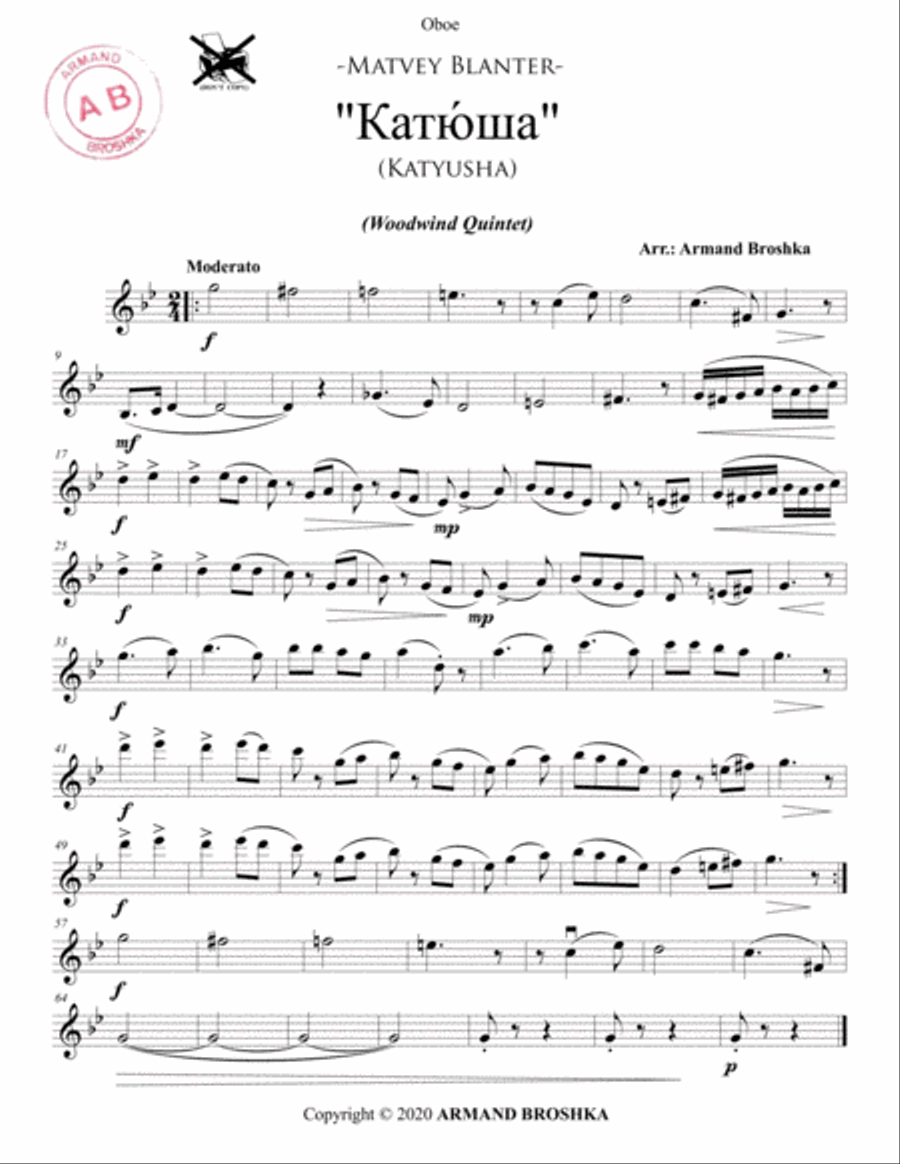 Katyusha Katyusha Woodwind Quintet scores gallery preview page 2