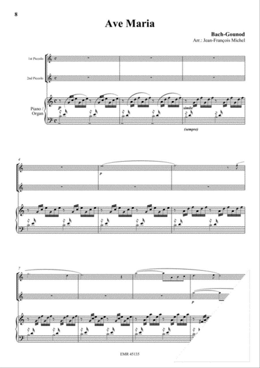 Halleluja (Handel) / Ave Maria (Bach-Gounod) / Trumpet Voluntary (Clarke) Piccolo scores gallery preview page 4