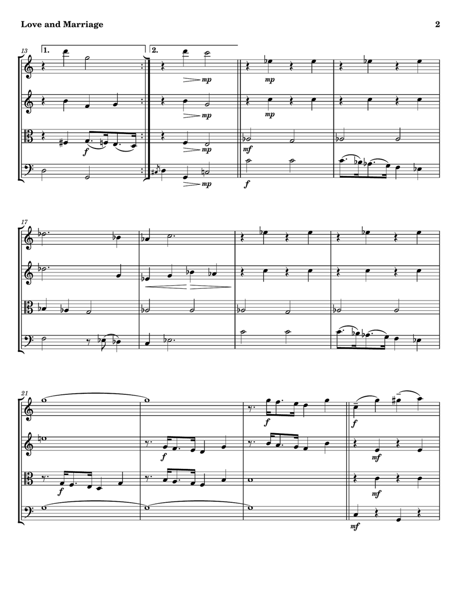 Love And Marriage String Quartet scores gallery preview page 2