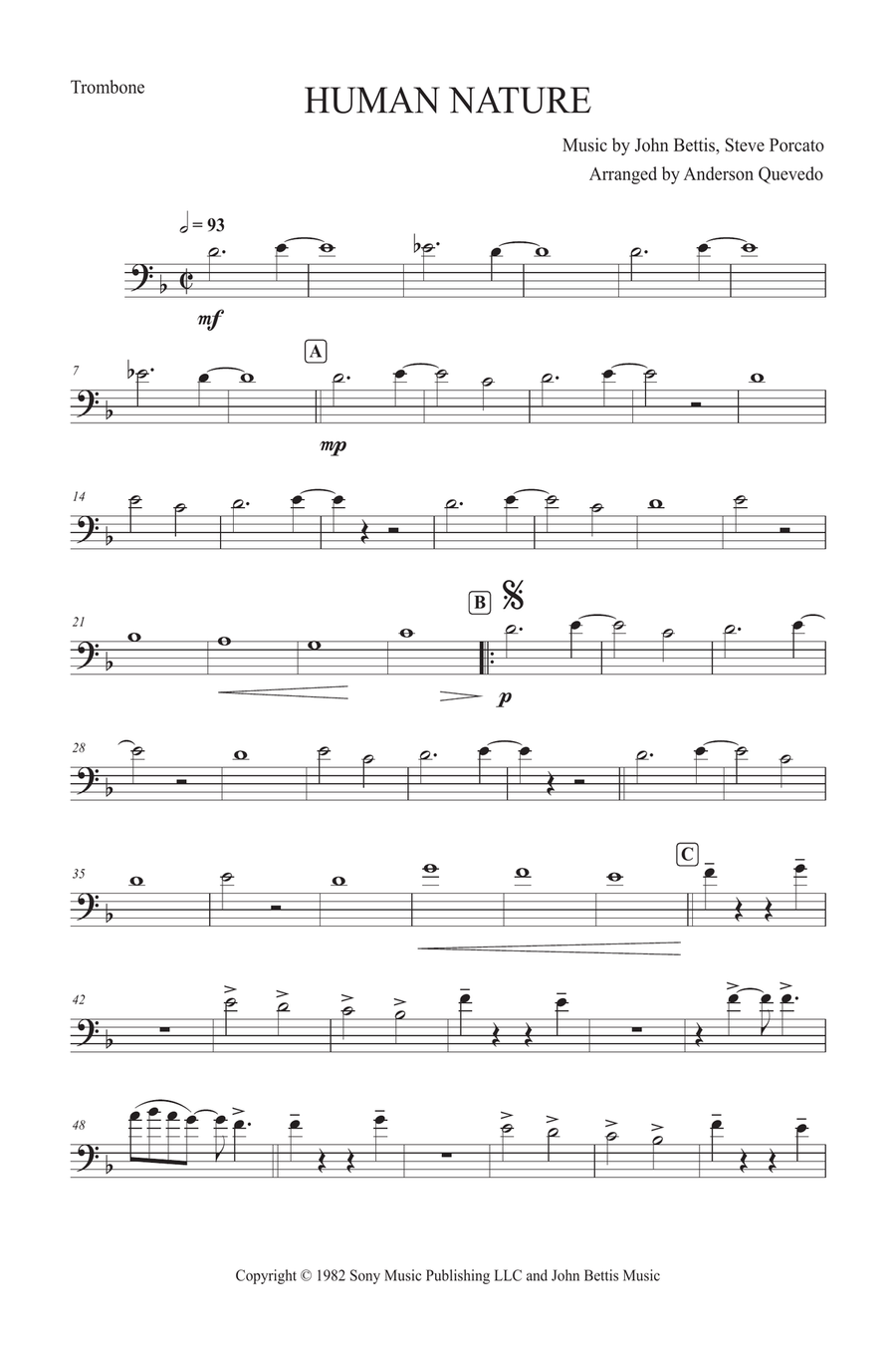 Human Nature Trombone Solo scores gallery preview page 1