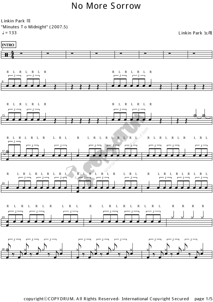 No More Sorrow Drum Set scores gallery preview page 1