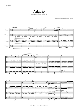 Andante from Piano Concerto No. 21 by Mozart for Viola Quartet