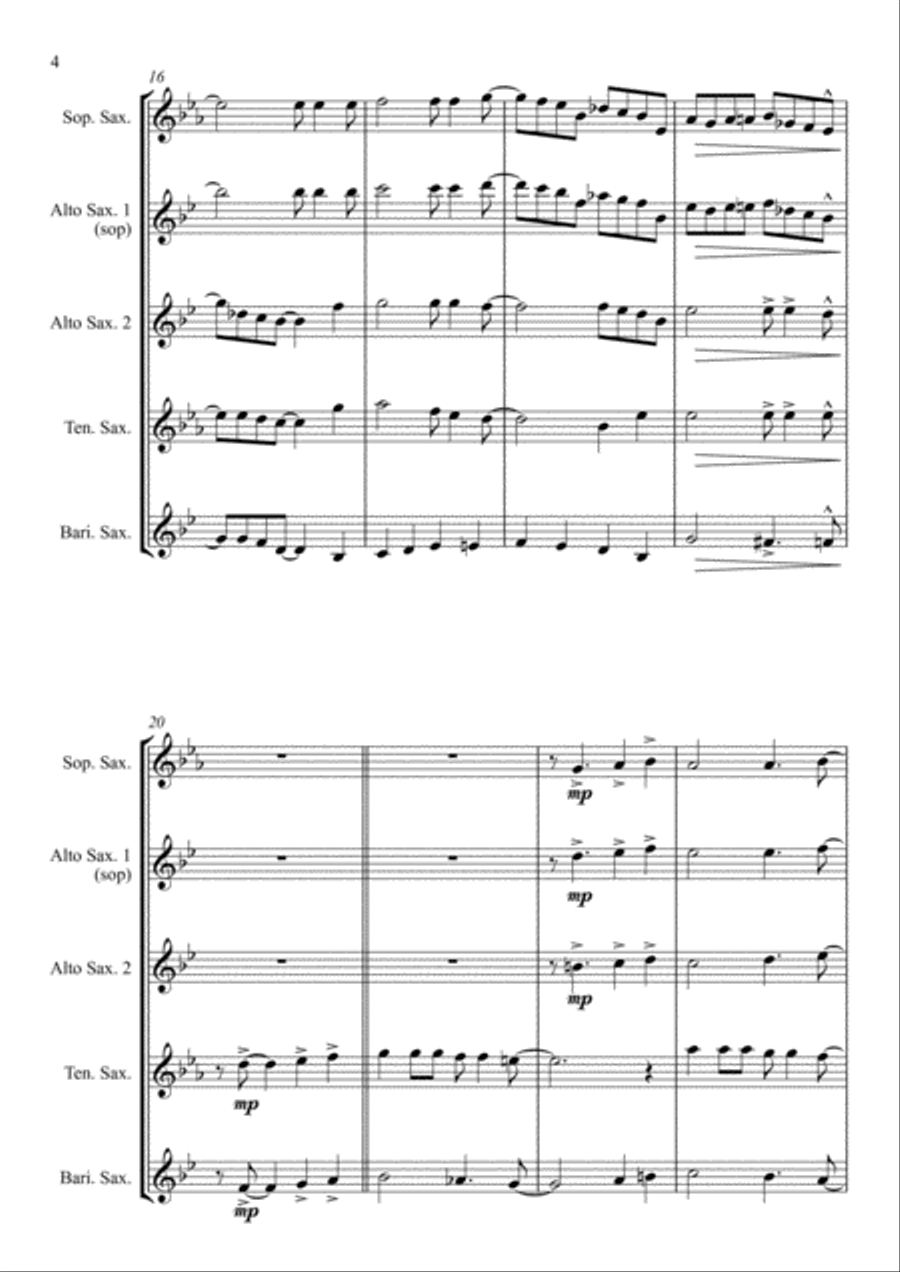 A Shining Light (This Little Light of Mine) - For Saxophone Quartet Saxophone Quartet scores gallery preview page 4