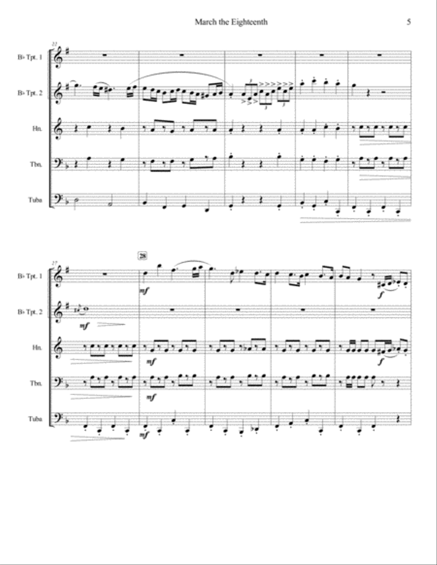 March the Eighteenth (Brass Quintet) Brass Quintet scores gallery preview page 5