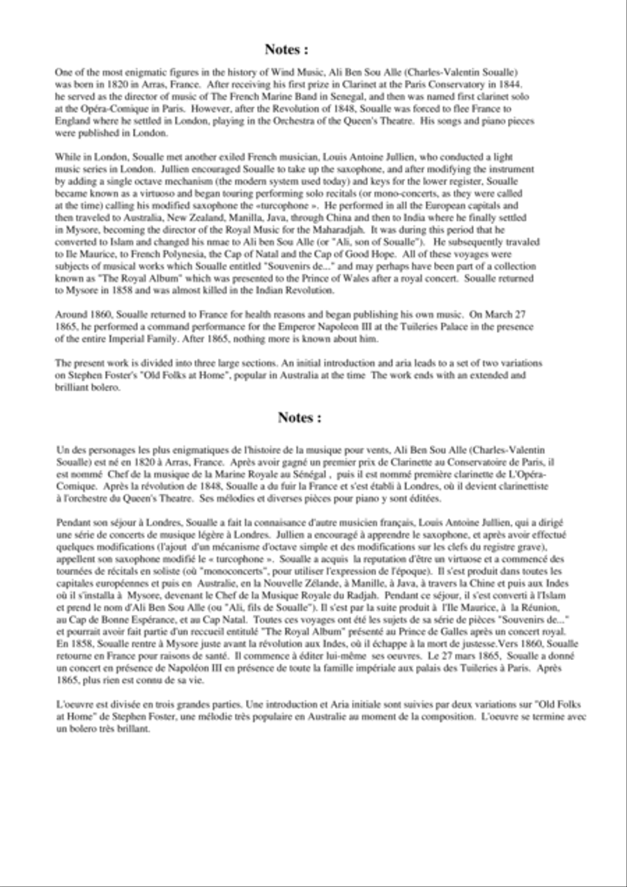 Ali Ben Sou Alle: Souvenirs d'Australie et de Manille for soprano saxophone and piano Soprano Saxophone scores gallery preview page 2