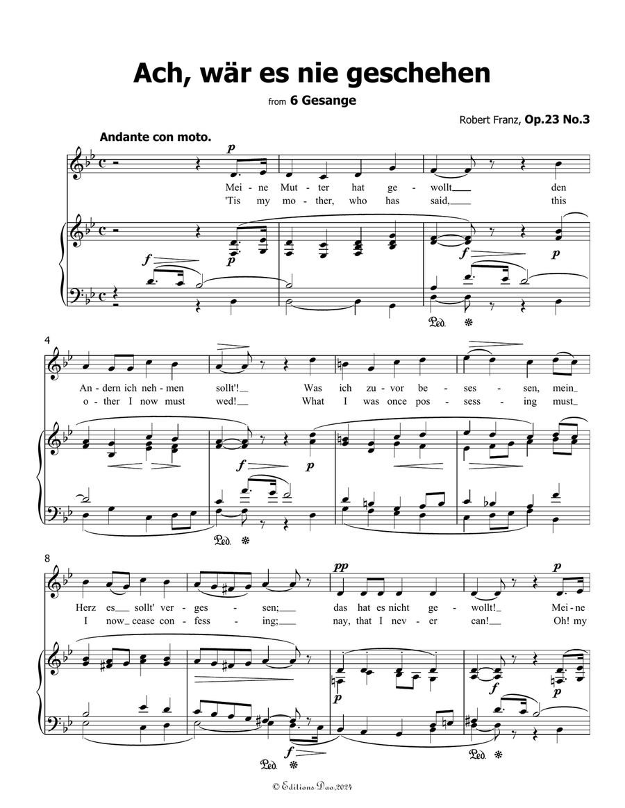 Ach, war es nie geschehen, by Robert Franz, in g minor Voice scores gallery preview page 3
