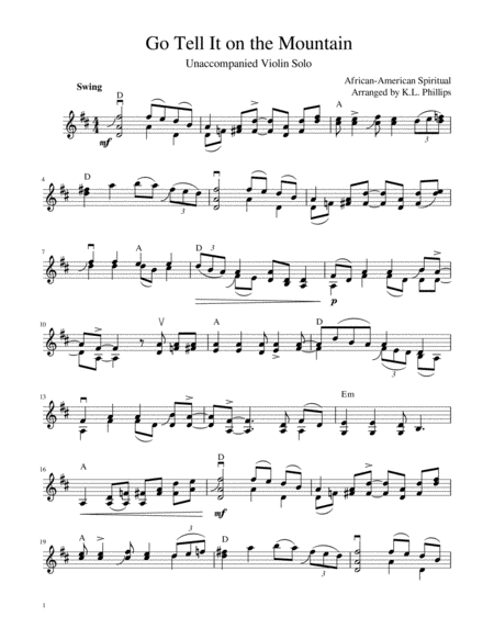 Go Tell It on the Mountain - Unaccompanied Violin Solo image number null