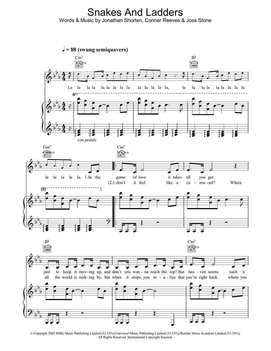 Snakes And Ladders Piano, Vocal, Guitar scores gallery preview page 1