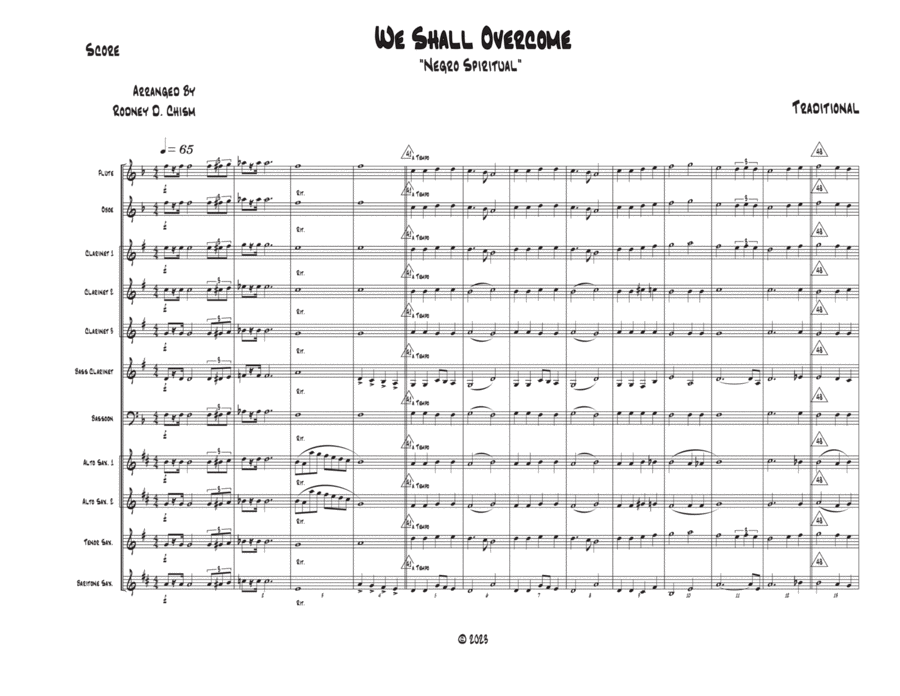 We Shall Overcome Woodwind Ensemble scores gallery preview page 1