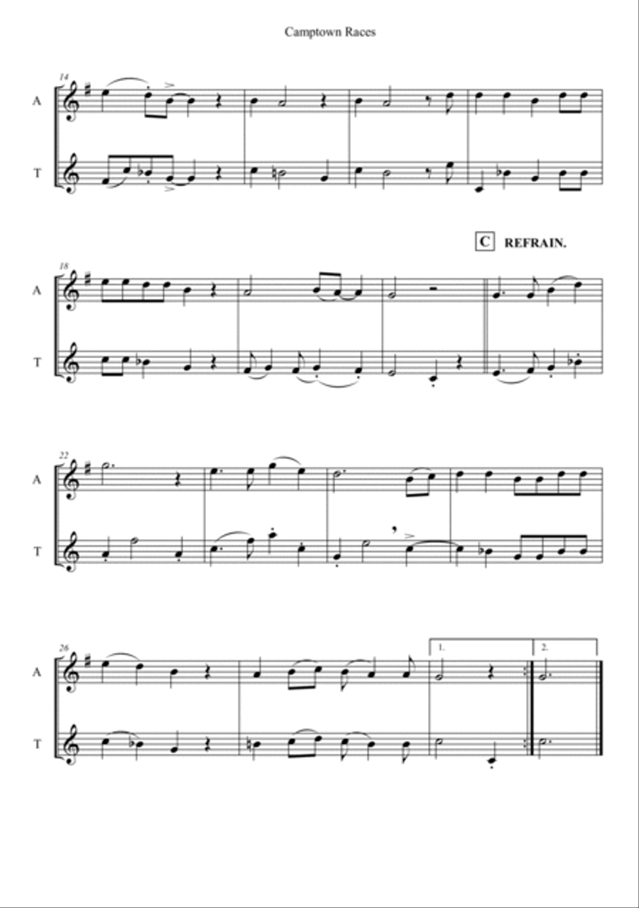 Camptown Races Woodwind Duet scores gallery preview page 2