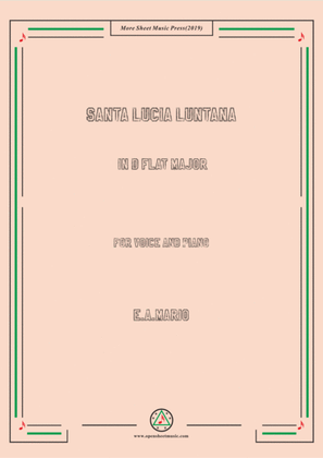 Book cover for Mario-Santa Lucia Luntana in D flat Major