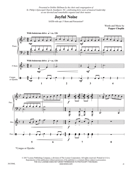 Joyful Noise - Horn and Djembe Score and Parts