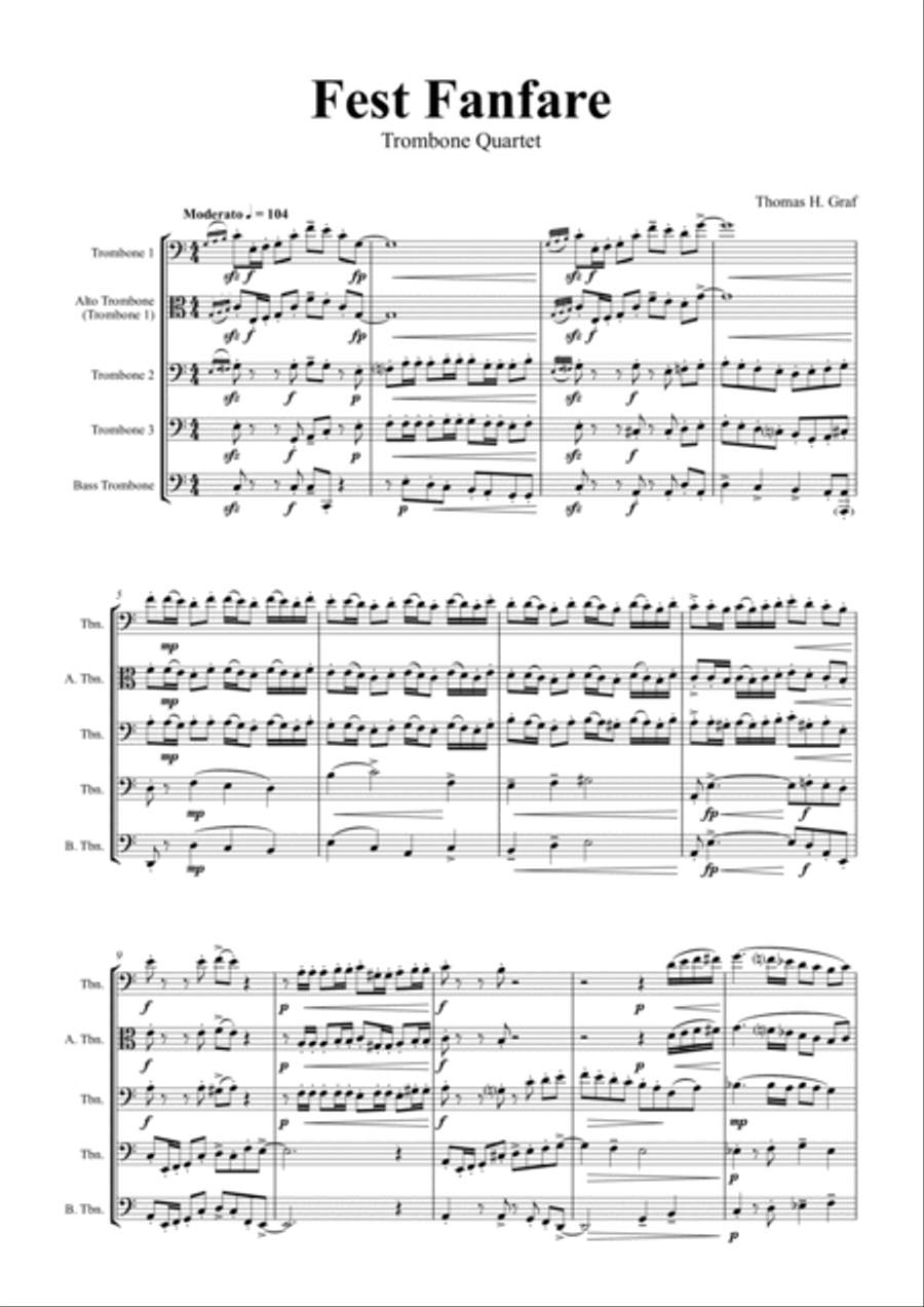 Fest Fanfare - Classical Festive Fanfare - Opener - Trombone Quartet Trombone Quartet scores gallery preview page 4