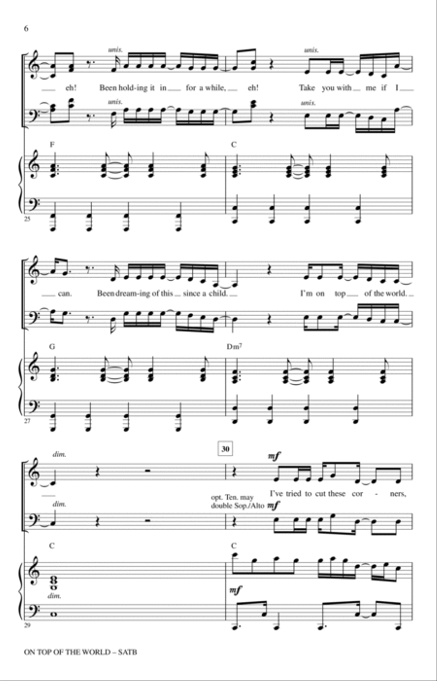 On Top Of The World On Top Of The World 4-Part scores gallery preview page 5