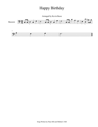 Happy Birthday (Easy key of C) - Bassoon