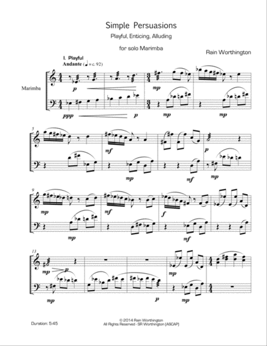 Simple Persuasions – for marimba Marimba scores gallery preview page 2