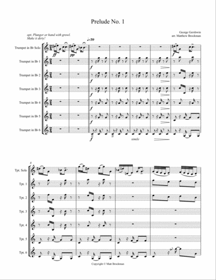 Prelude No. 1 (for Solo Trumpet and Trumpet Ensemble) Trumpet Solo scores gallery preview page 1