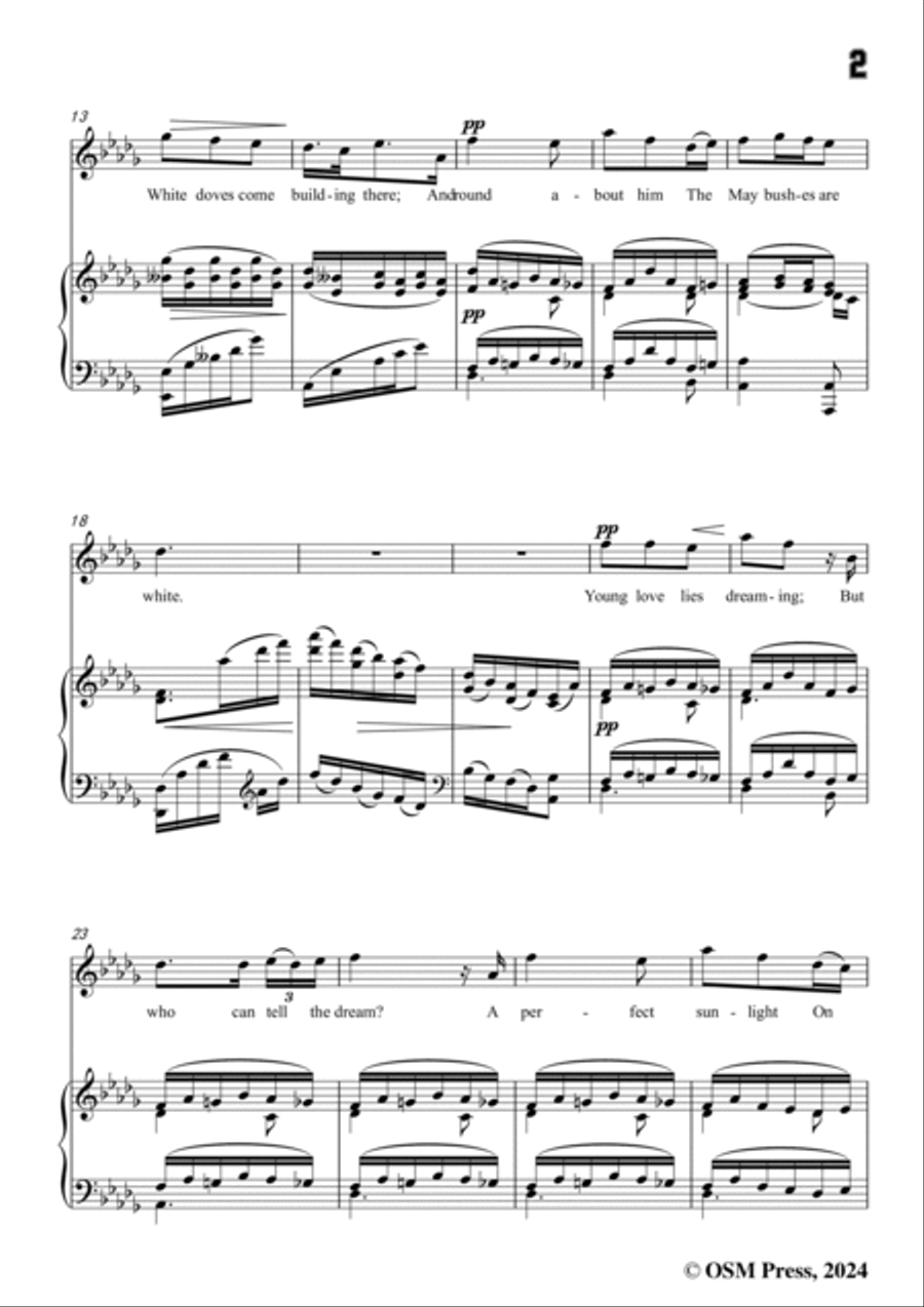Somervell-Young love lies sleeping,in D flat Major Voice scores gallery preview page 3