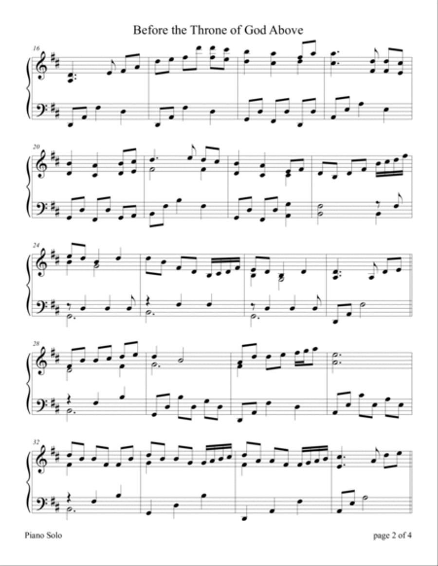 Before The Throne Of God Above Piano Solo scores gallery preview page 2