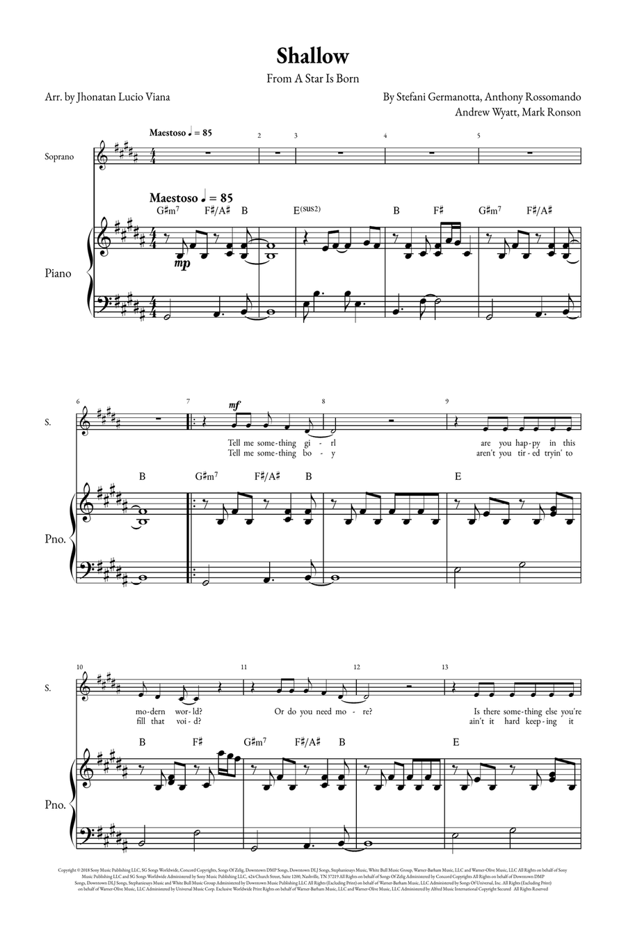 Shallow A Cappella scores gallery preview page 1