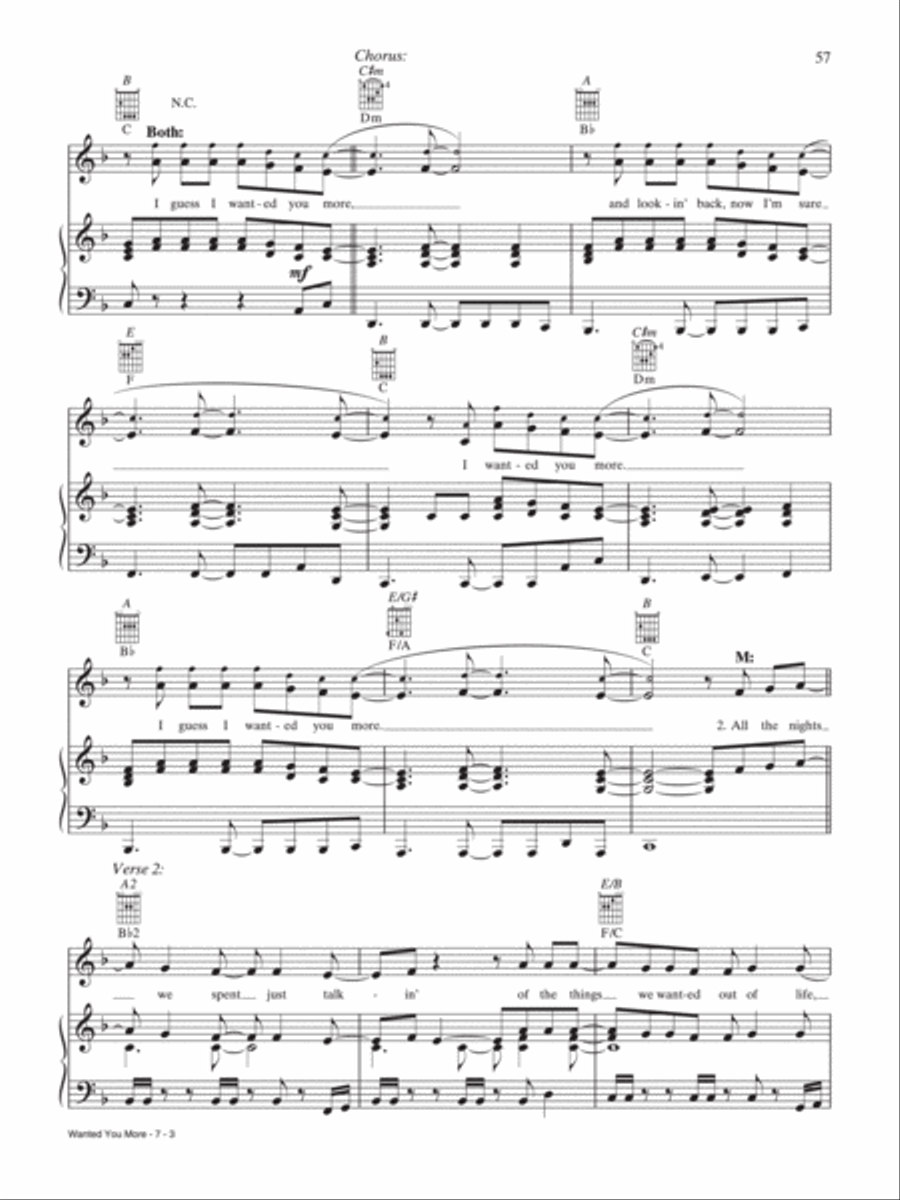Wanted You More Piano, Vocal, Guitar scores gallery preview page 3