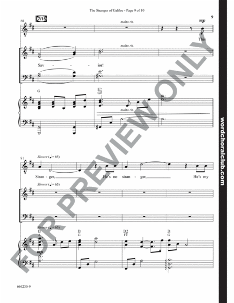 The Stranger of Galilee - Anthem 4-Part scores gallery preview page 9