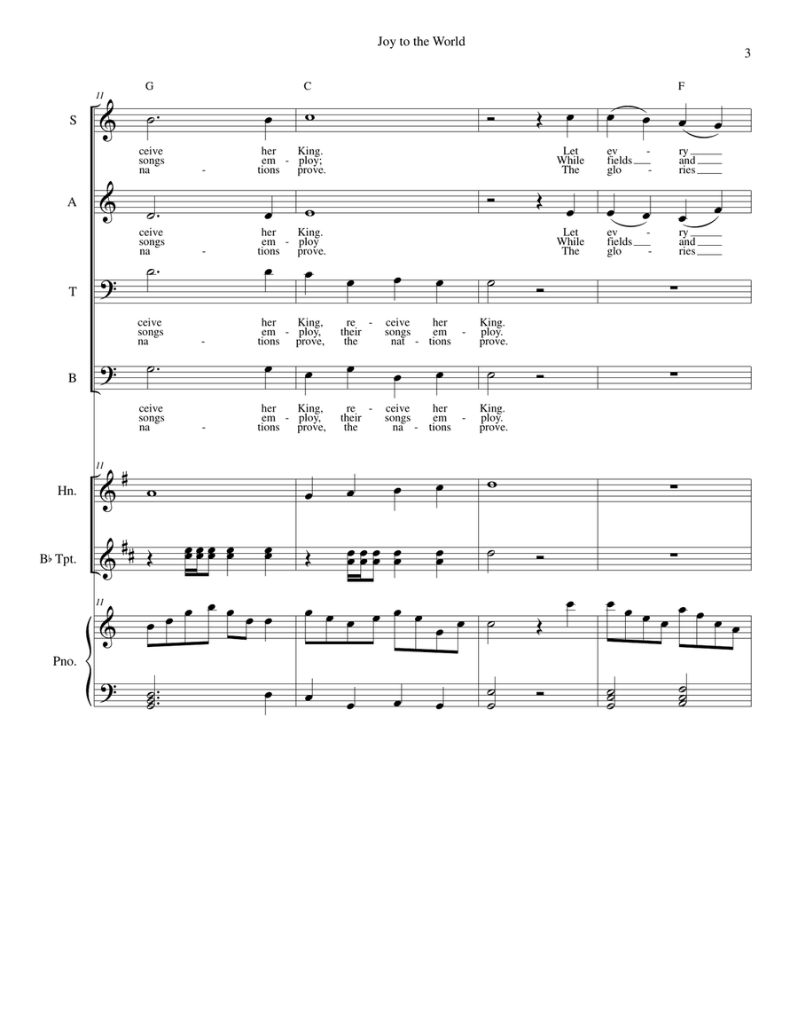 Joy to the World - SATB with brass instruments and piano 4-Part scores gallery preview page 3