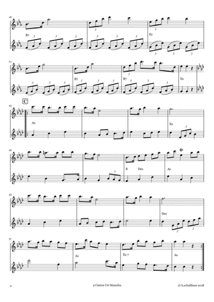 4 Swiss folk tune for two flutes and piano - Mazurka - Canton Uri image number null