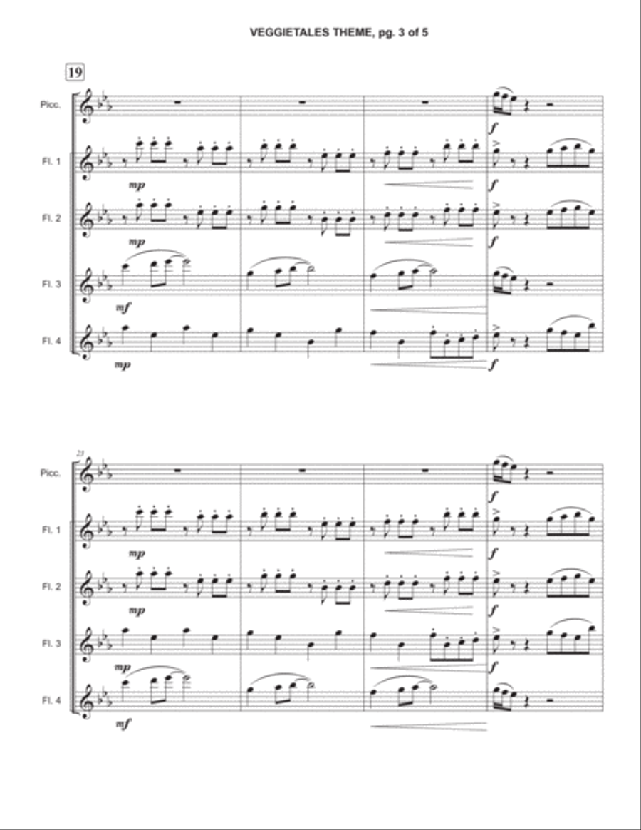 Veggietales Theme Song Veggietales Theme Song Woodwind Quintet scores gallery preview page 3