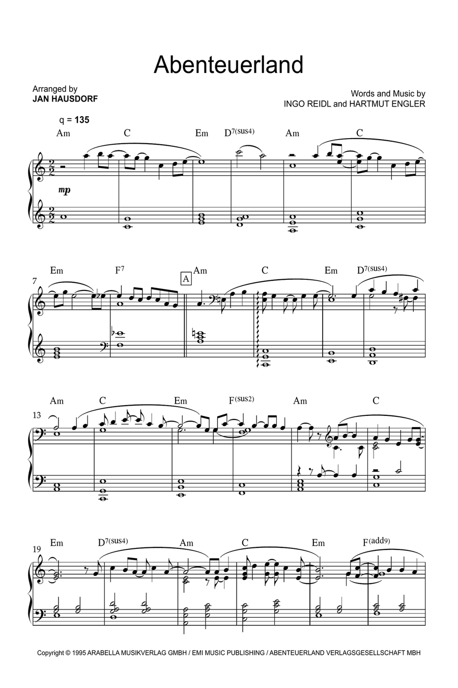 Abenteuerland Piano Solo scores gallery preview page 1